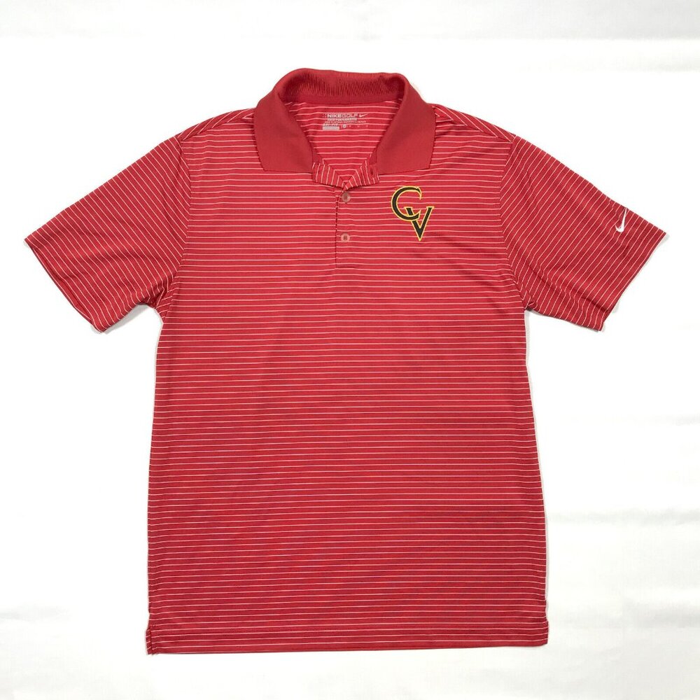 Nike Golf Tour Performance Polo Mens Medium Red White Striped CV Embroidered Log